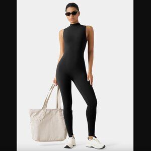 Speerise Sleeveless Turtleneck One Piece Tummy Control Bodysuit, Black, Small